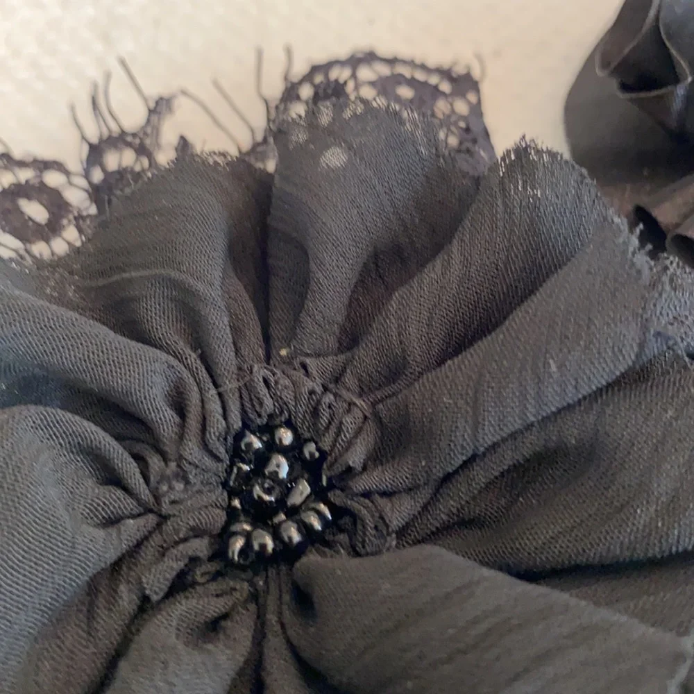 Victorian Style Vintage Mourning Jewelry Black Lace Retro Tulle Brooches Pins